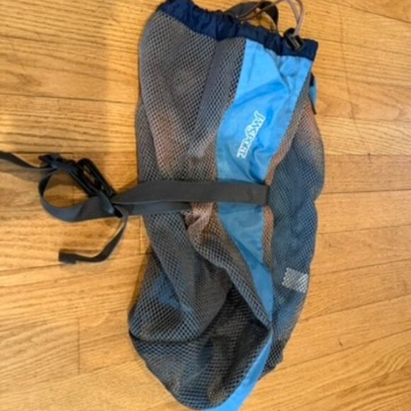 Vintage Early 2000s Jansport Mesh/Nylon Carrier in Blue and Grey - Picture 1 of 4
